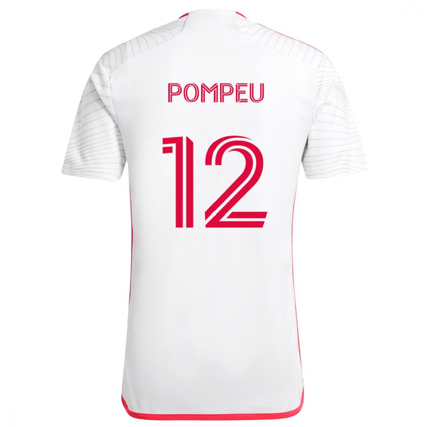 Kids Football Célio Pompeu #12 White Red Away Jersey 2024/25 T-Shirt Uk