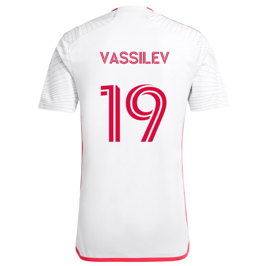 Kids Football Indiana Vassilev #19 White Red Away Jersey 2024/25 T-Shirt Uk