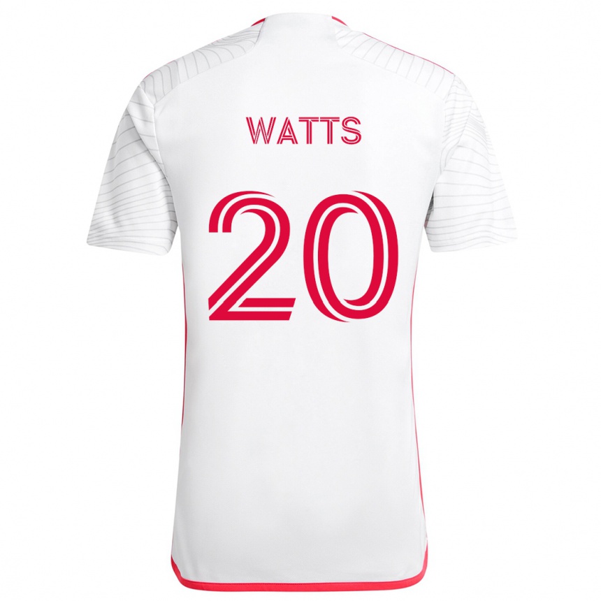 Kids Football Akil Watts #20 White Red Away Jersey 2024/25 T-Shirt Uk