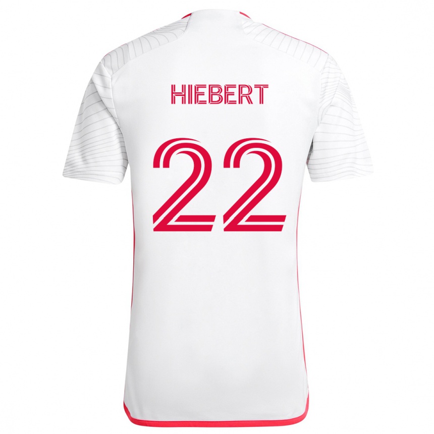 Kids Football Kyle Hiebert #22 White Red Away Jersey 2024/25 T-Shirt Uk