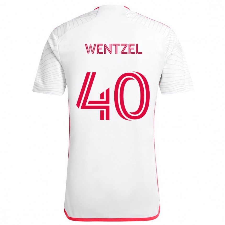 Kids Football Michael Wentzel #40 White Red Away Jersey 2024/25 T-Shirt Uk