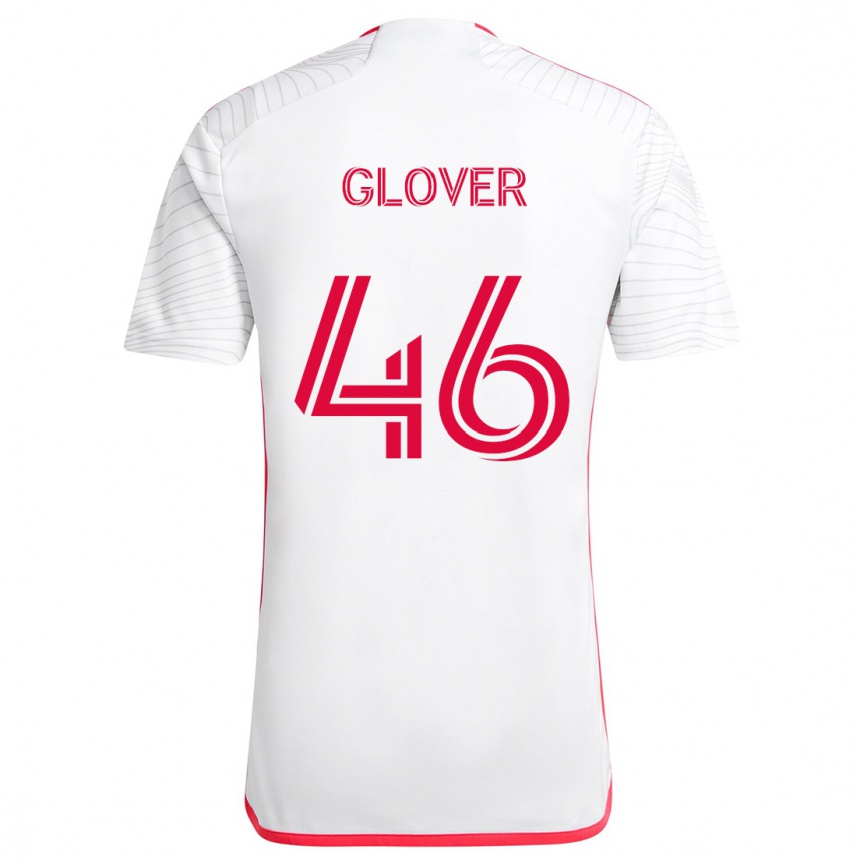 Kids Football Caden Glover #46 White Red Away Jersey 2024/25 T-Shirt Uk