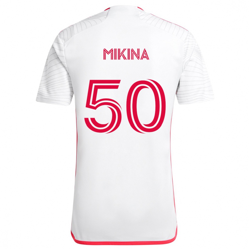 Kids Football Gabriel Mikina #50 White Red Away Jersey 2024/25 T-Shirt Uk