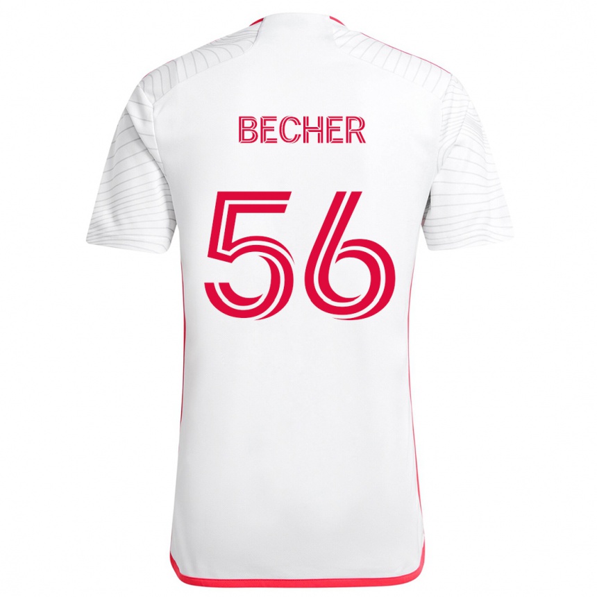 Kids Football Ryan Becher #56 White Red Away Jersey 2024/25 T-Shirt Uk