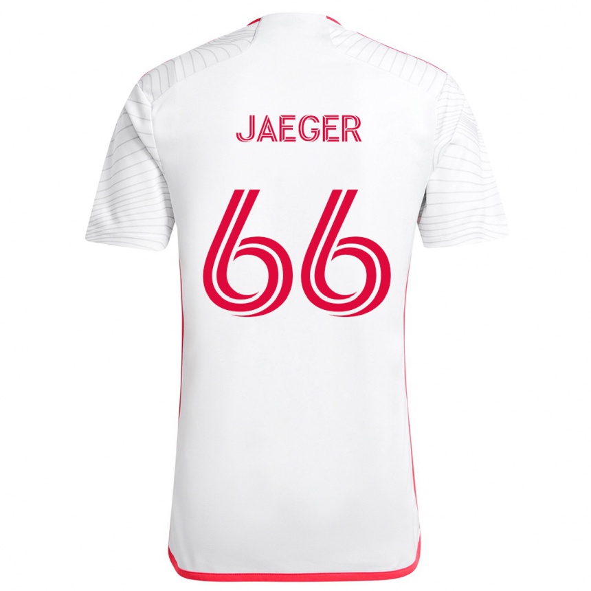 Kids Football Kai Jaeger #66 White Red Away Jersey 2024/25 T-Shirt Uk