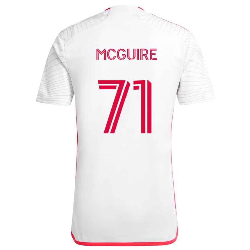 Kids Football Nolan Mcguire #71 White Red Away Jersey 2024/25 T-Shirt Uk