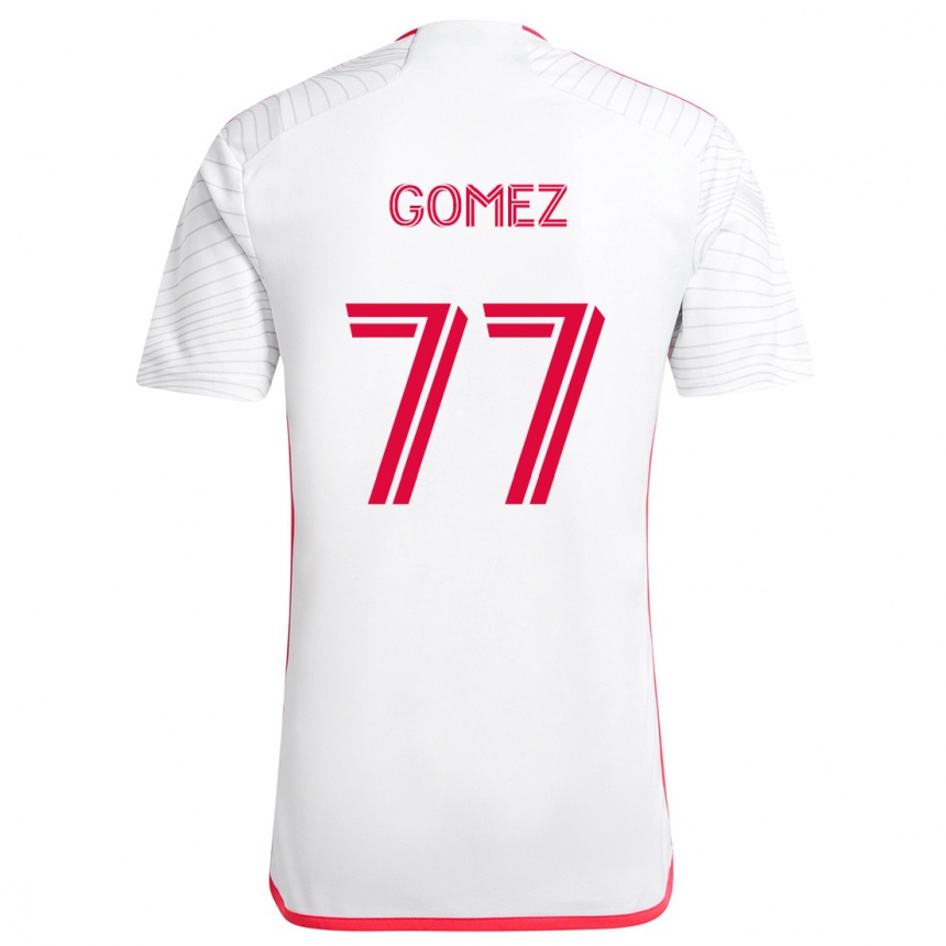 Kids Football Sam Gomez #77 White Red Away Jersey 2024/25 T-Shirt Uk