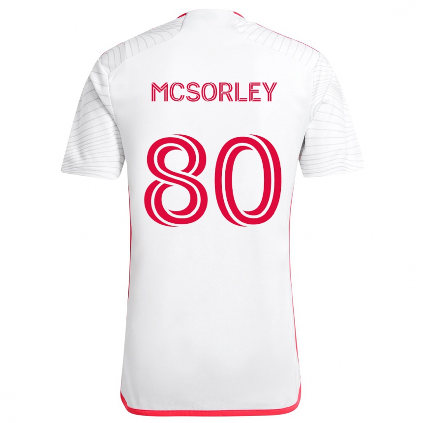 Kids Football Brendan Mcsorley #80 White Red Away Jersey 2024/25 T-Shirt Uk