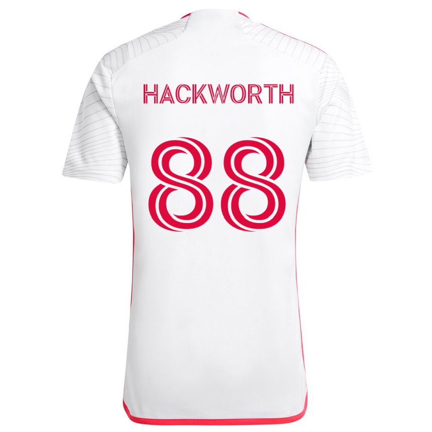 Kids Football Larsen Hackworth #88 White Red Away Jersey 2024/25 T-Shirt Uk