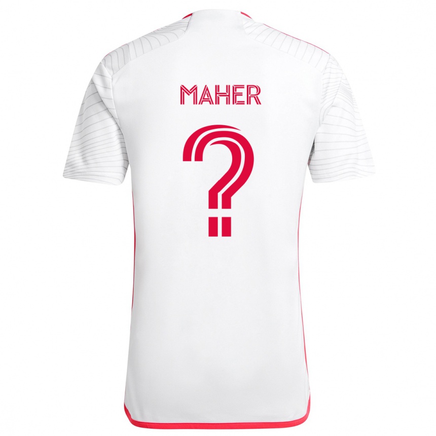 Kids Football Josh Maher #0 White Red Away Jersey 2024/25 T-Shirt Uk