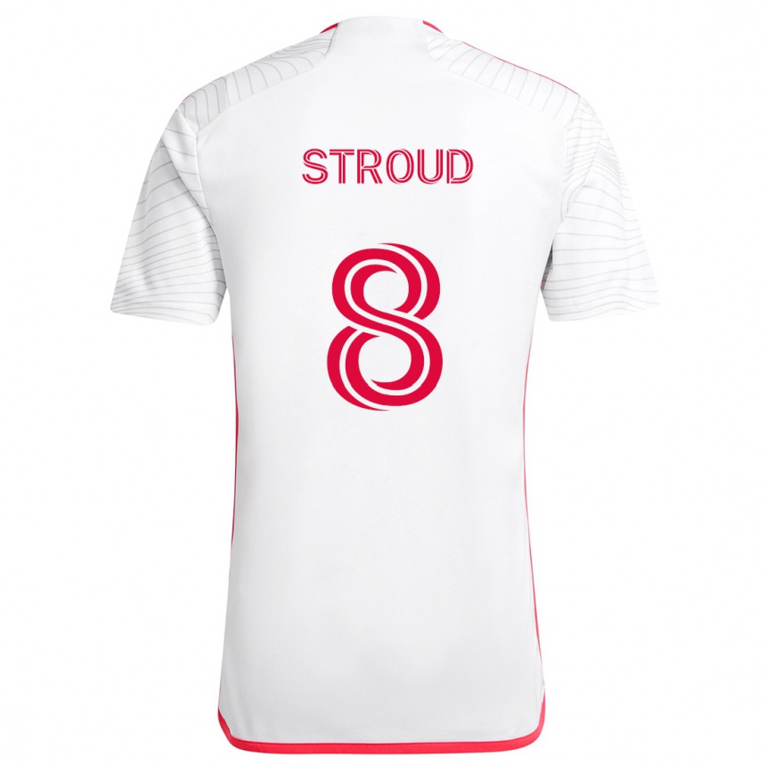 Kids Football Jared Stroud #8 White Red Away Jersey 2024/25 T-Shirt Uk