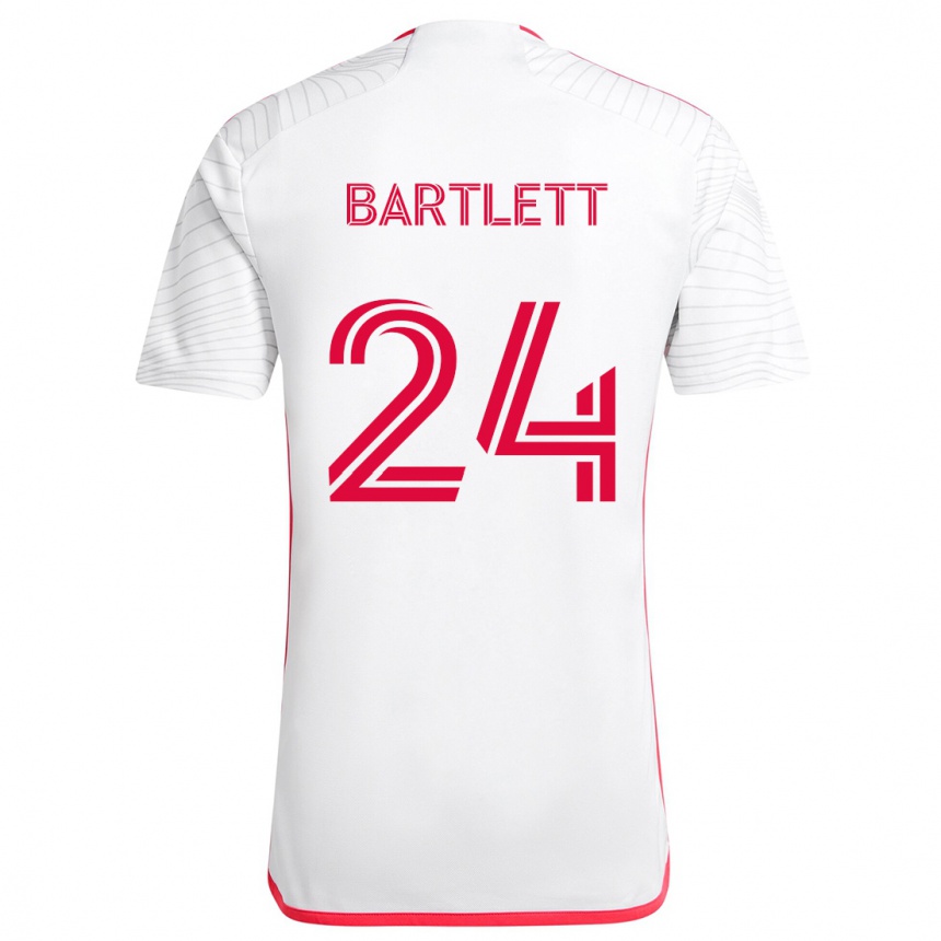 Kids Football Lucas Bartlett #24 White Red Away Jersey 2024/25 T-Shirt Uk