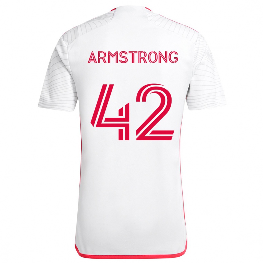 Kids Football Ezra Armstrong #42 White Red Away Jersey 2024/25 T-Shirt Uk