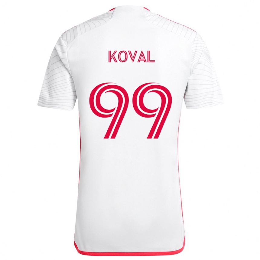 Kids Football Stanislav Koval #99 White Red Away Jersey 2024/25 T-Shirt Uk