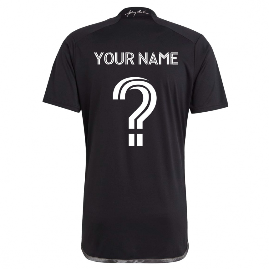 Kids Football Your Name #0 Black Away Jersey 2024/25 T-Shirt Uk