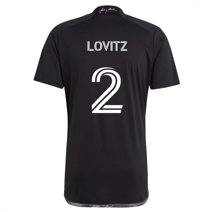 Kids Football Daniel Lovitz #2 Black Away Jersey 2024/25 T-Shirt Uk