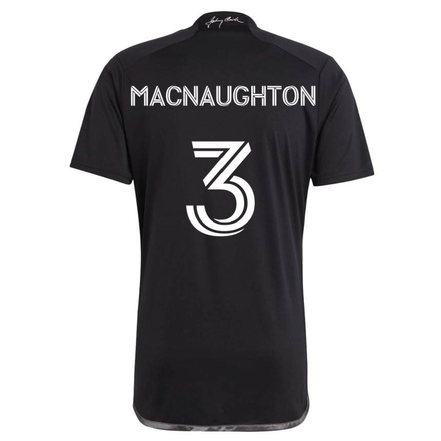 Kids Football Lukas Macnaughton #3 Black Away Jersey 2024/25 T-Shirt Uk