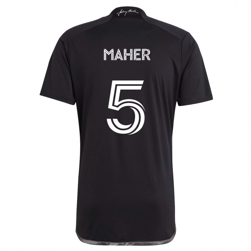 Kids Football Jack Maher #5 Black Away Jersey 2024/25 T-Shirt Uk