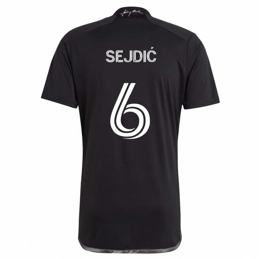 Kids Football Amar Sejdić #6 Black Away Jersey 2024/25 T-Shirt Uk