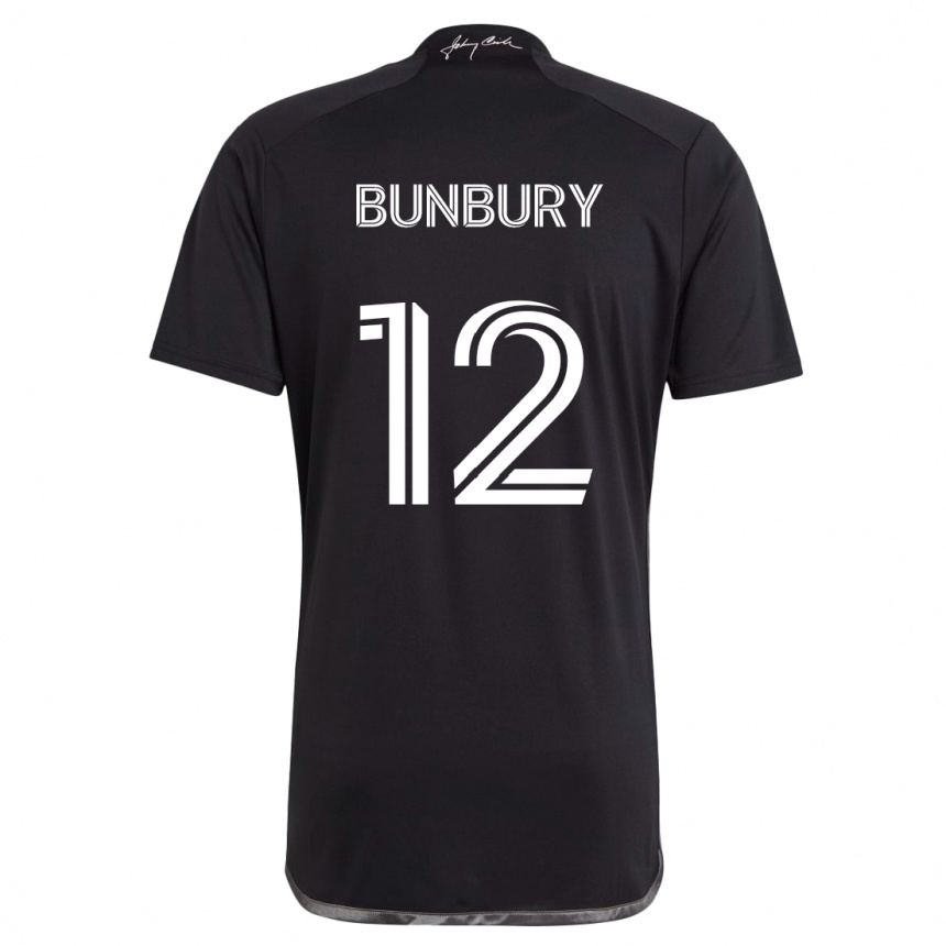 Kids Football Teal Bunbury #12 Black Away Jersey 2024/25 T-Shirt Uk