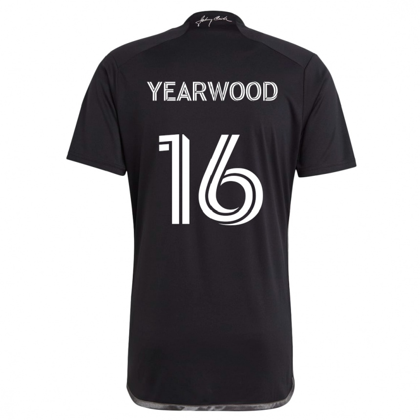 Kids Football Dru Yearwood #16 Black Away Jersey 2024/25 T-Shirt Uk