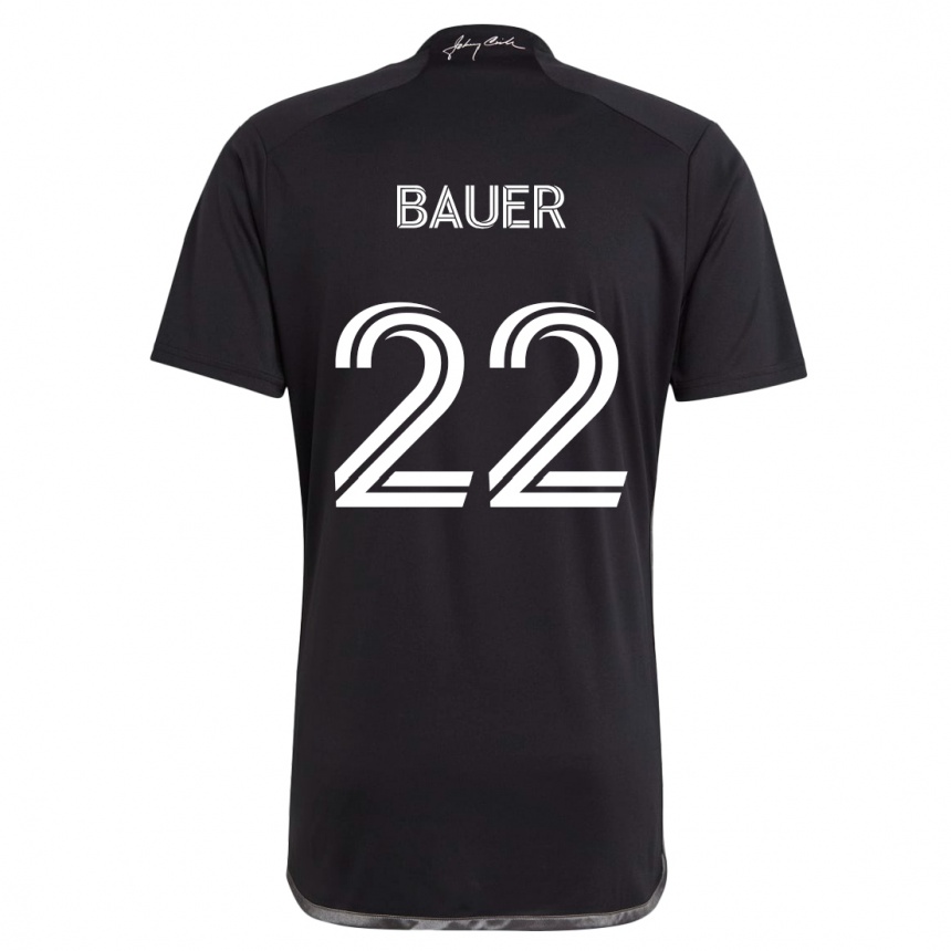 Kids Football Josh Bauer #22 Black Away Jersey 2024/25 T-Shirt Uk