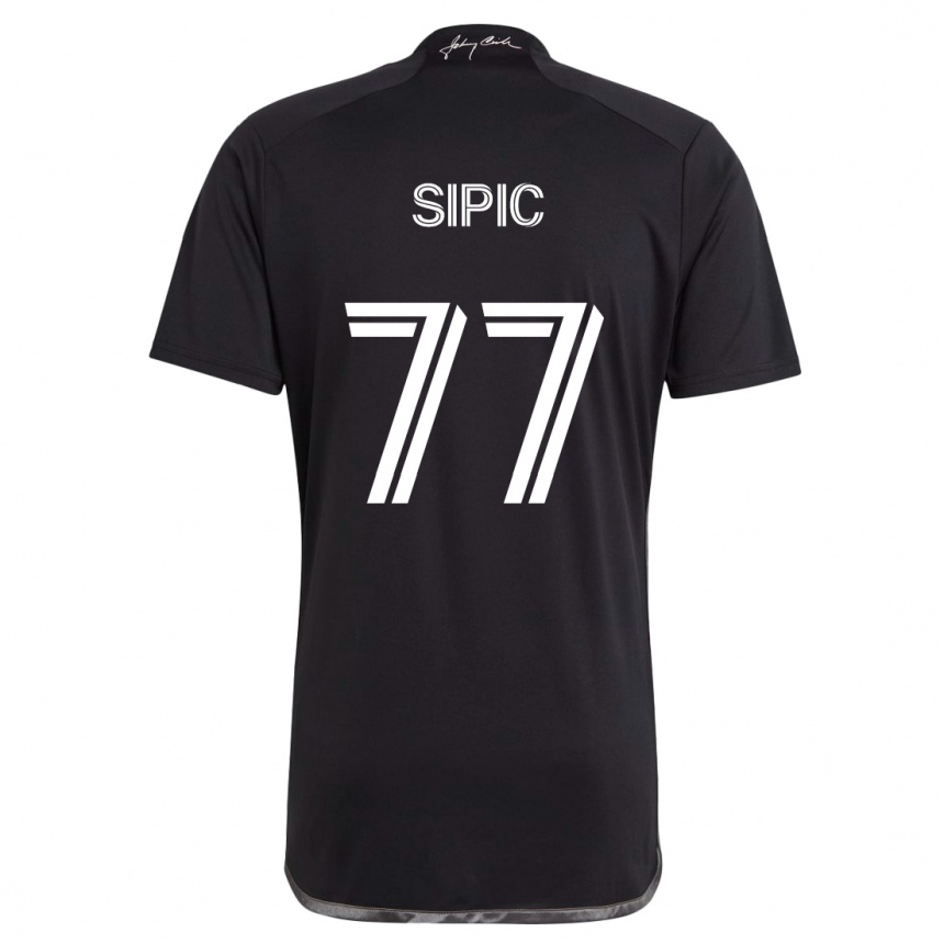 Kids Football Adem Sipić #77 Black Away Jersey 2024/25 T-Shirt Uk