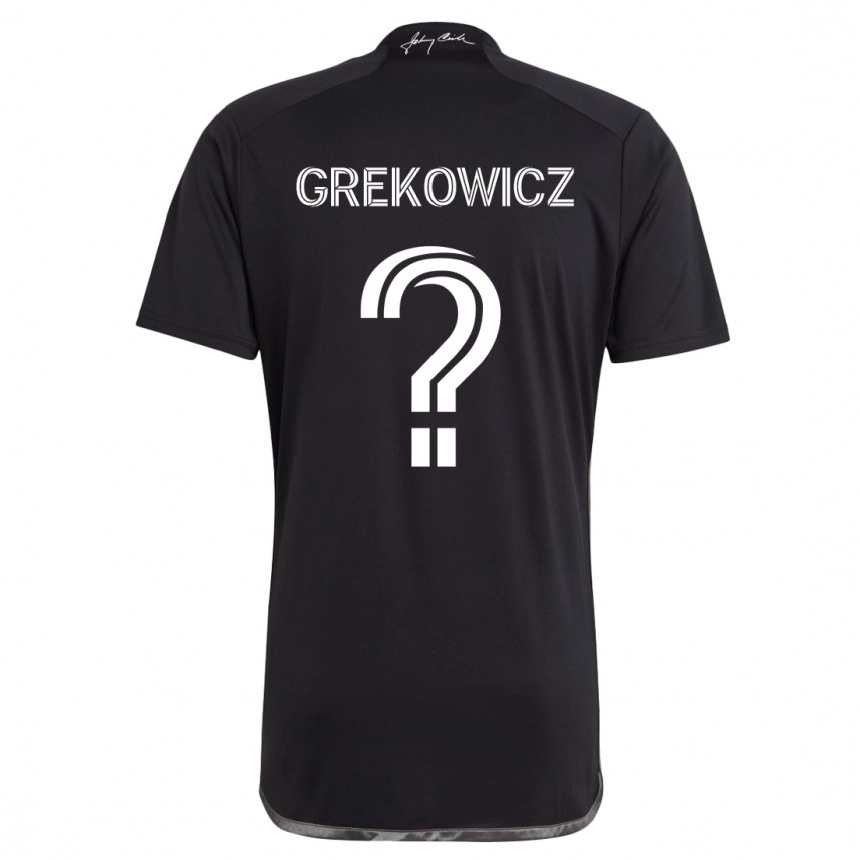 Kids Football Jacob Grekowicz #0 Black Away Jersey 2024/25 T-Shirt Uk