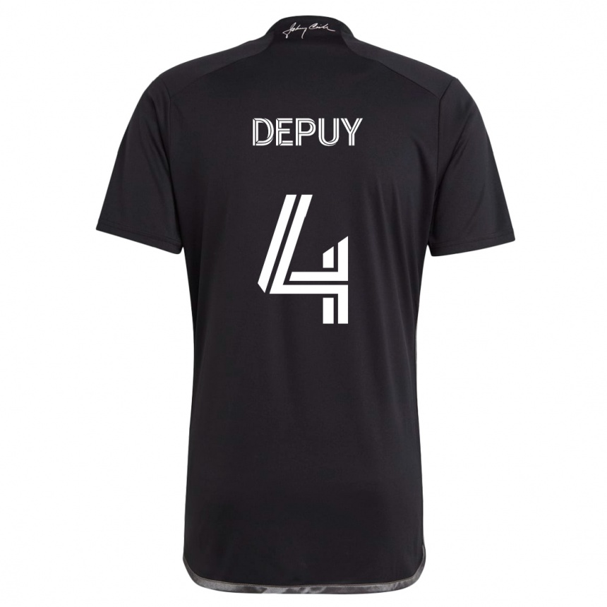 Kids Football Nick Depuy #4 Black Away Jersey 2024/25 T-Shirt Uk