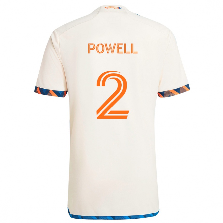 Kids Football Alvas Powell #2 White Orange Away Jersey 2024/25 T-Shirt Uk