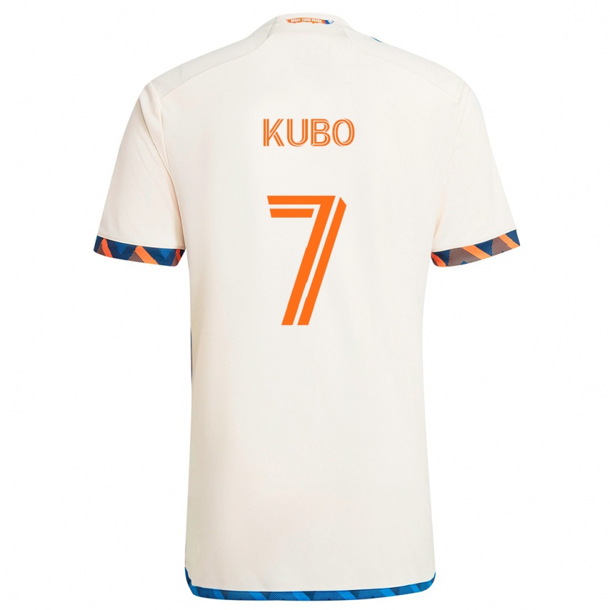 Kids Football Yuya Kubo #7 White Orange Away Jersey 2024/25 T-Shirt Uk