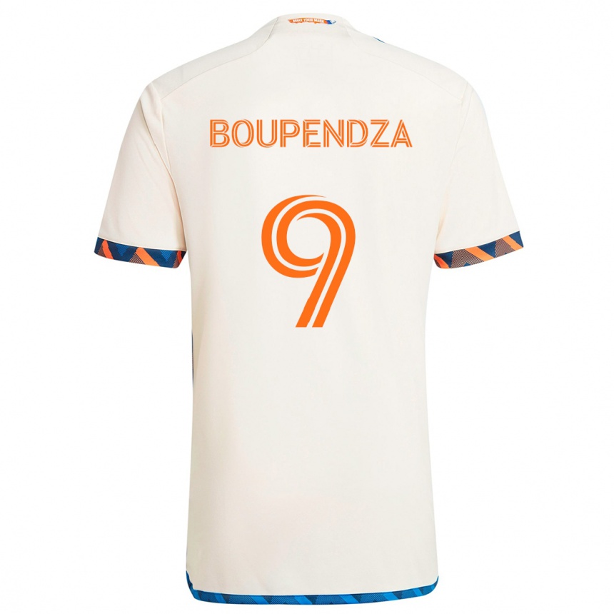 Kids Football Aaron Boupendza #9 White Orange Away Jersey 2024/25 T-Shirt Uk