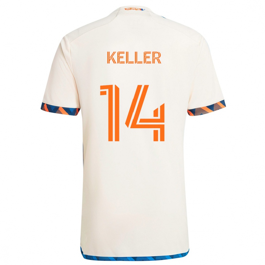 Kids Football Kipp Keller #14 White Orange Away Jersey 2024/25 T-Shirt Uk