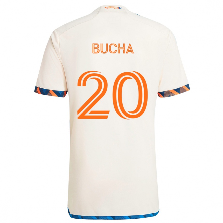 Kids Football Pavel Bucha #20 White Orange Away Jersey 2024/25 T-Shirt Uk