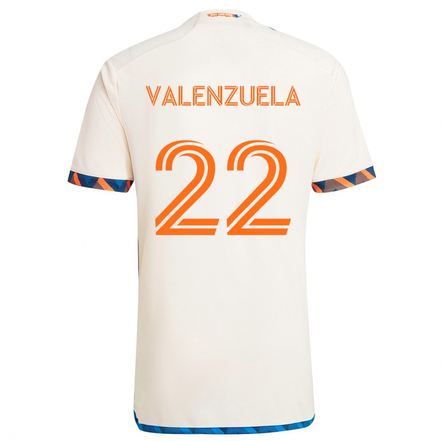 Kids Football Gerardo Valenzuela #22 White Orange Away Jersey 2024/25 T-Shirt Uk