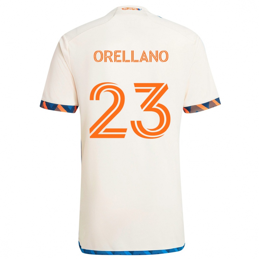 Kids Football Luca Orellano #23 White Orange Away Jersey 2024/25 T-Shirt Uk