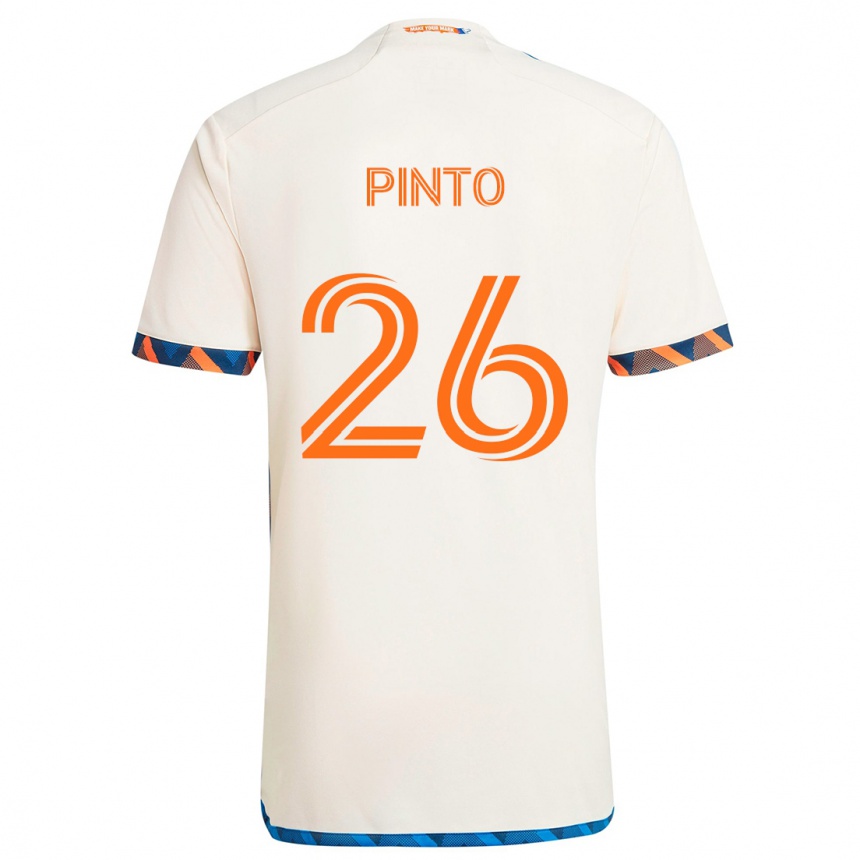 Kids Football Malik Pinto #26 White Orange Away Jersey 2024/25 T-Shirt Uk