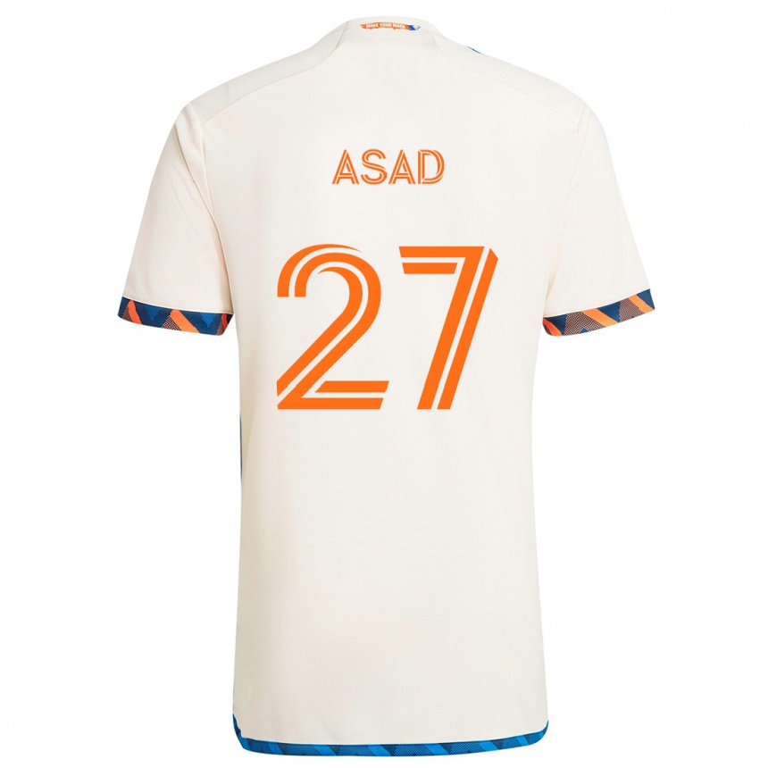 Kids Football Yamil Asad #27 White Orange Away Jersey 2024/25 T-Shirt Uk