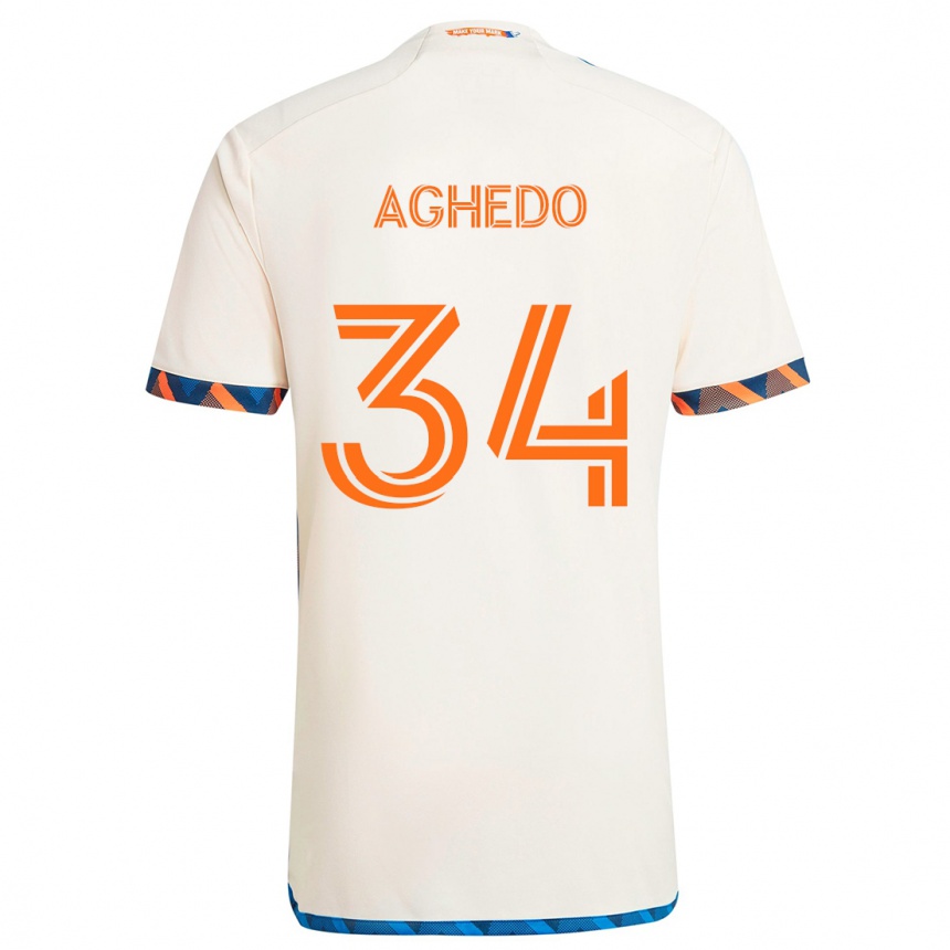 Kids Football London Aghedo #34 White Orange Away Jersey 2024/25 T-Shirt Uk