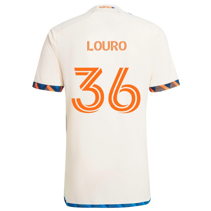 Kids Football Evan Louro #36 White Orange Away Jersey 2024/25 T-Shirt Uk