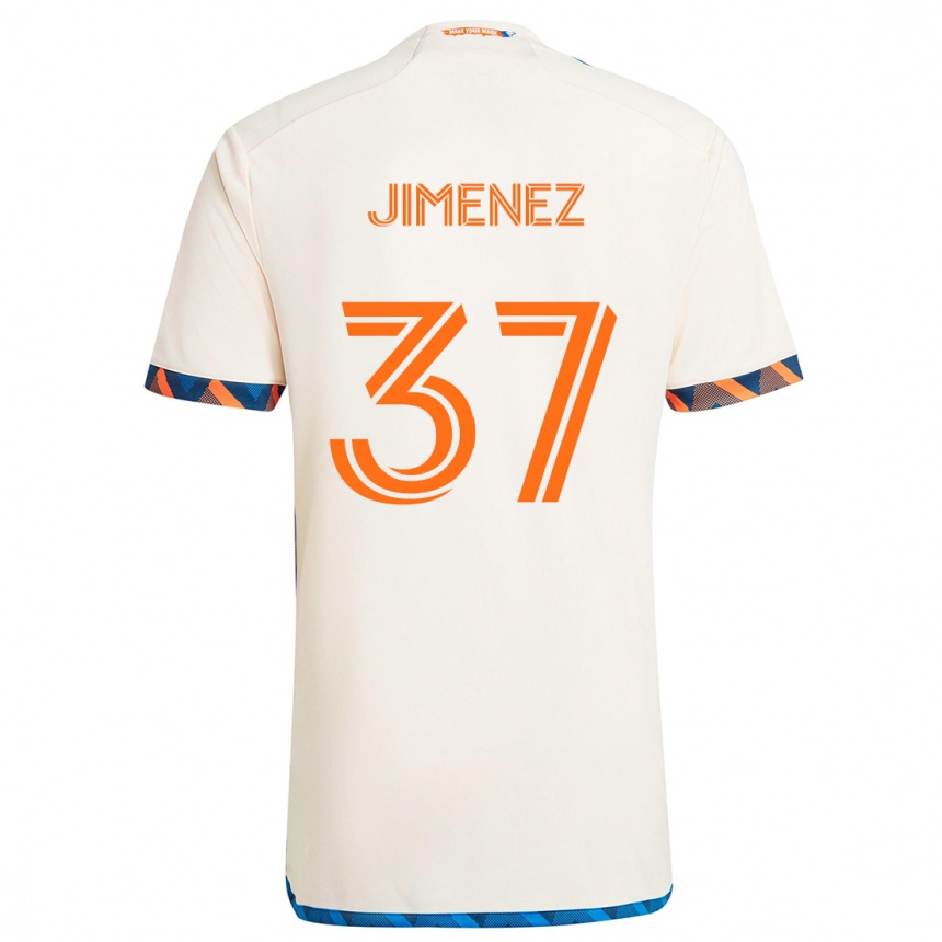 Kids Football Stiven Jimenez #37 White Orange Away Jersey 2024/25 T-Shirt Uk