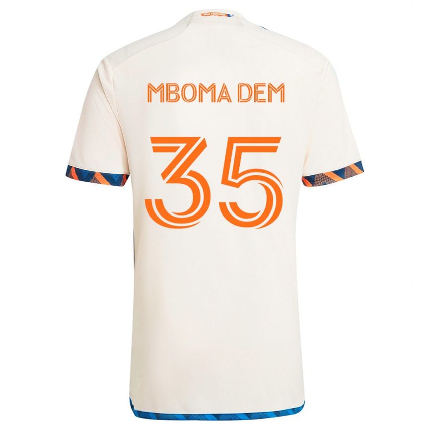 Kids Football Kenji Mboma Dem #35 White Orange Away Jersey 2024/25 T-Shirt Uk