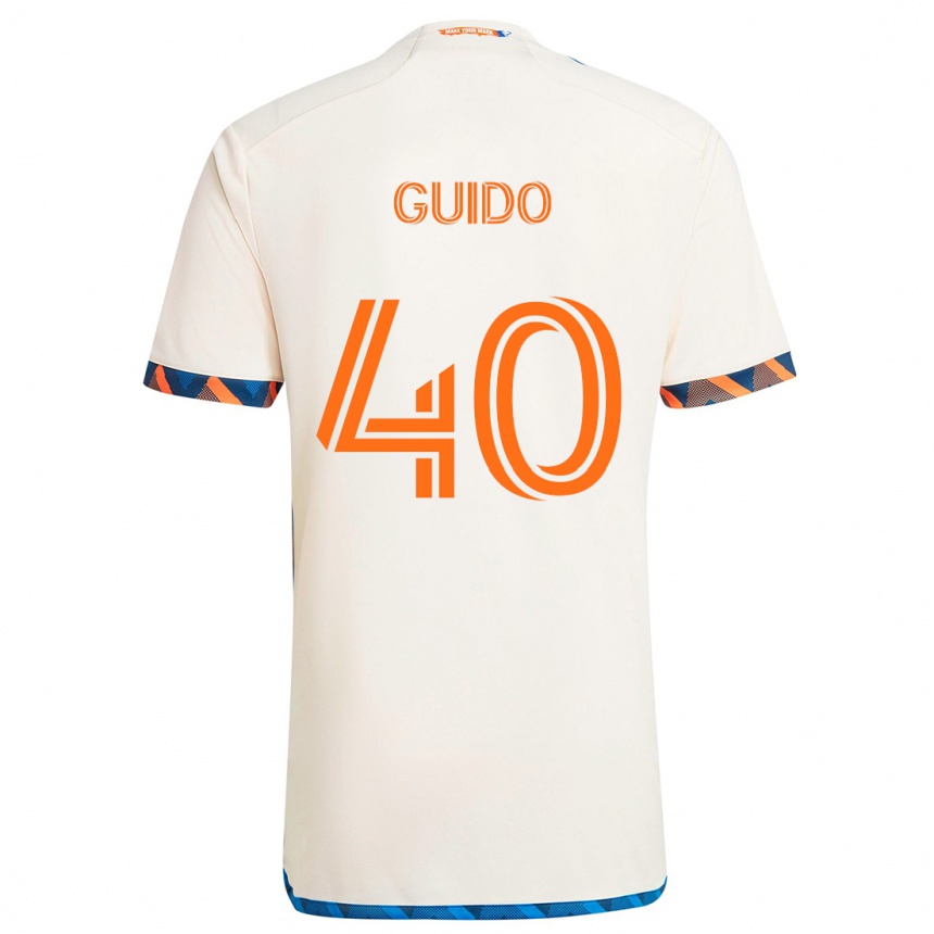 Kids Football Alejandro Guido #40 White Orange Away Jersey 2024/25 T-Shirt Uk