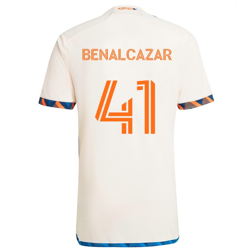 Kids Football Nico Benalcázar #41 White Orange Away Jersey 2024/25 T-Shirt Uk