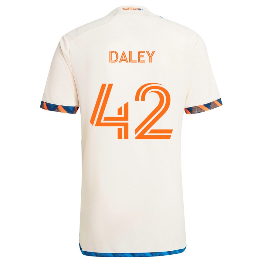 Kids Football Amir Daley #42 White Orange Away Jersey 2024/25 T-Shirt Uk