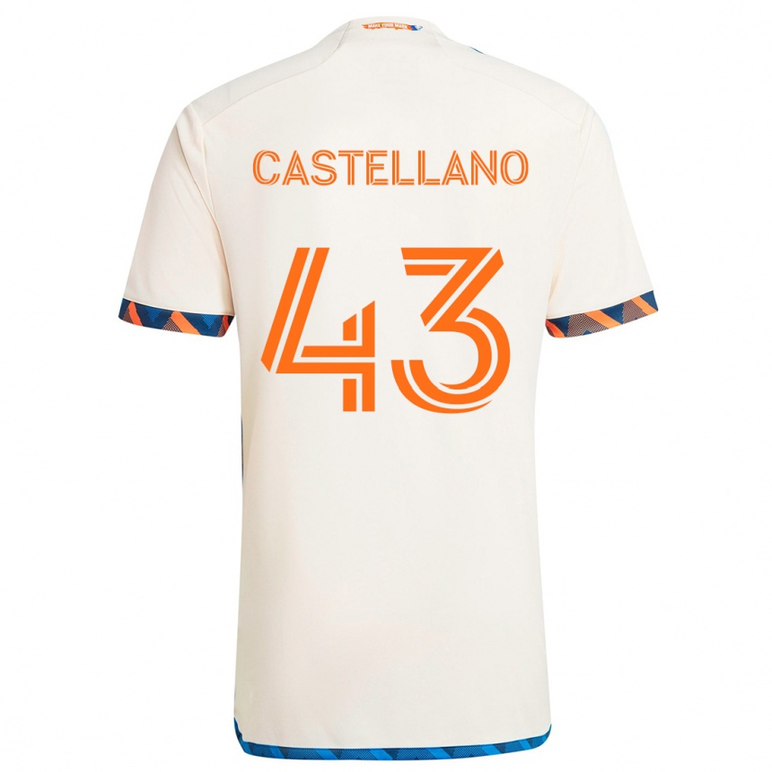 Kids Football Jesús Castellano #43 White Orange Away Jersey 2024/25 T-Shirt Uk