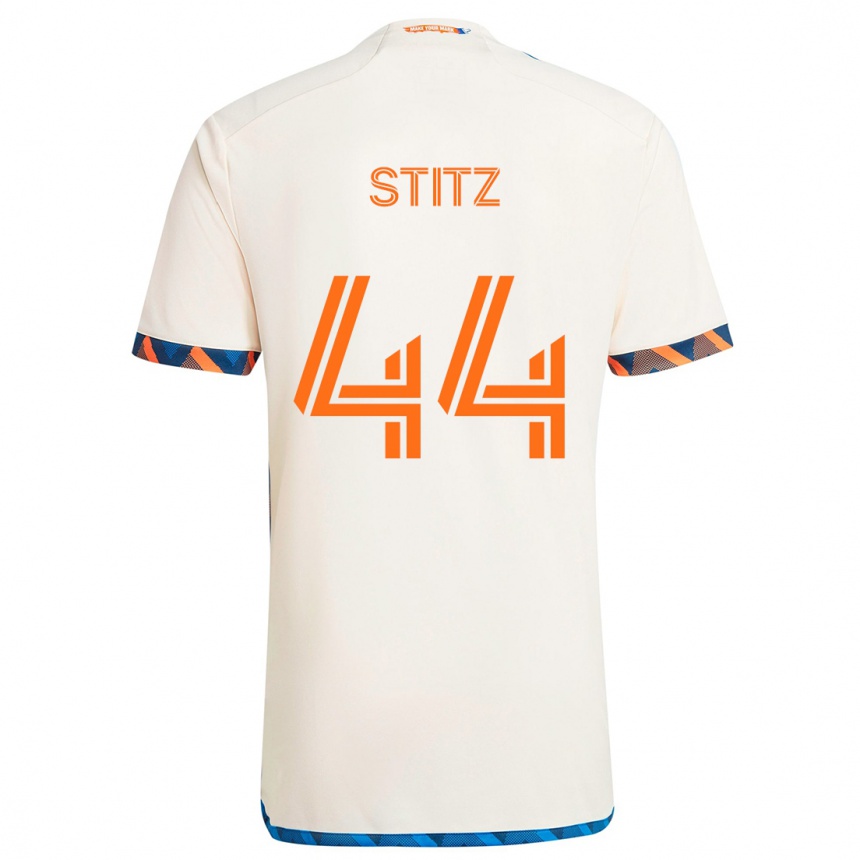 Kids Football Ben Stitz #44 White Orange Away Jersey 2024/25 T-Shirt Uk