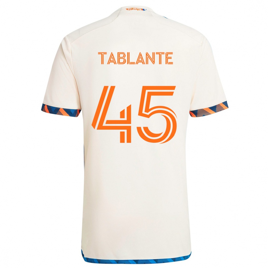 Kids Football Moises Tablante #45 White Orange Away Jersey 2024/25 T-Shirt Uk