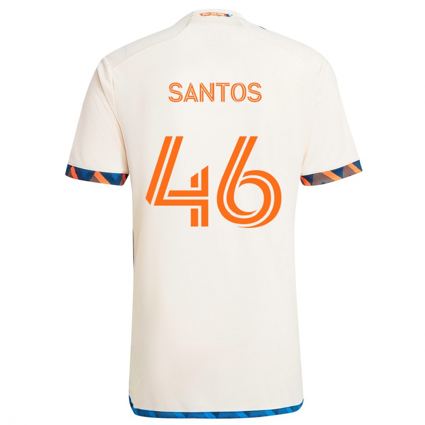 Kids Football Guilherme Santos #46 White Orange Away Jersey 2024/25 T-Shirt Uk