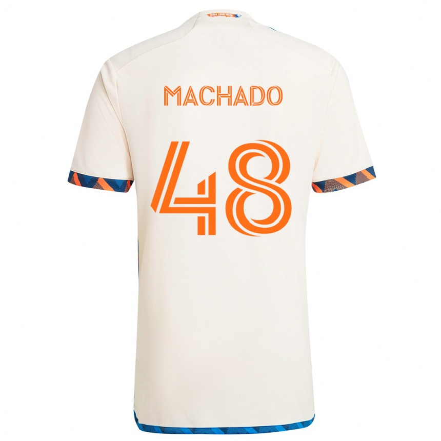 Kids Football Juan Machado #48 White Orange Away Jersey 2024/25 T-Shirt Uk